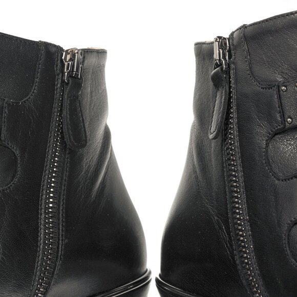 Chloe Susanna Black Studded Buckle Biker Ankle Boots - Picture 10 of 12